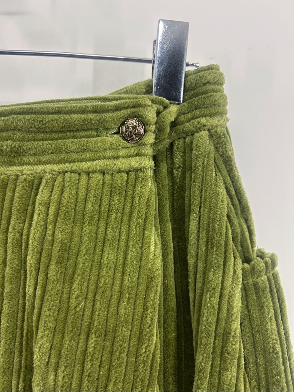 Vintage Mademoiselle of San Francisco Green Corduroy Wrap Midi Skirt Pockets 70s - Picture 5 of 7
